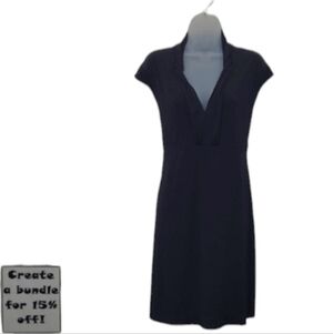 Daisy Fuentes Plunging V-Neck LBD A-Line Stretchy Above Knee Length Onyx Dress